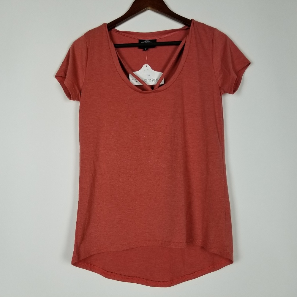 Angie Coral Short Sleeve Top‎ Size S T-shirt